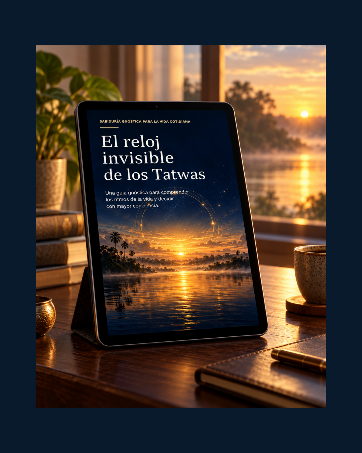 Mockup del ebook PDF El reloj invisible de los Tatwas en una tableta